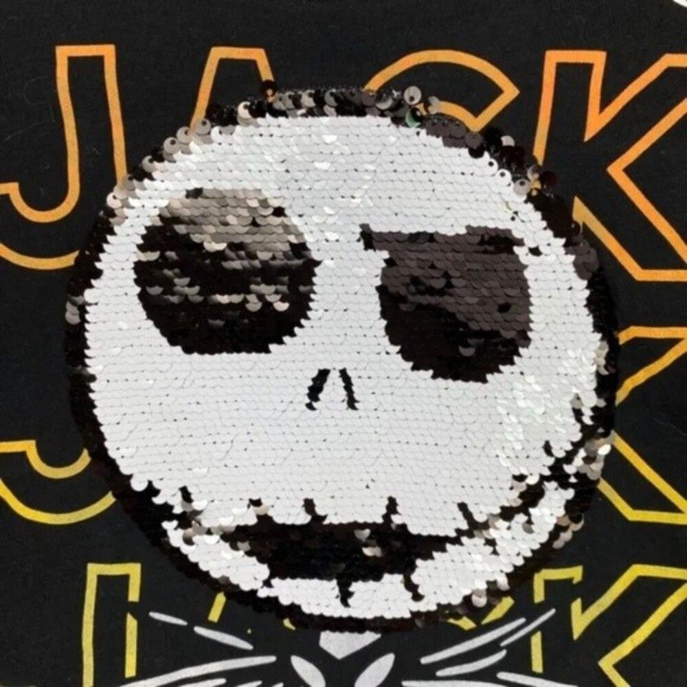 Disney Girls Jack Skellington long sleeves shirt with reverse sequins L (10/12) - Picture 5 of 8